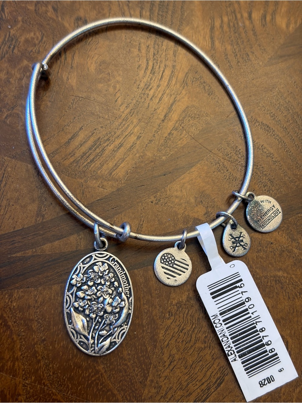 Alex and Ani Silver Charm Bangle Bracelet - Wisdom Collection Grandmother